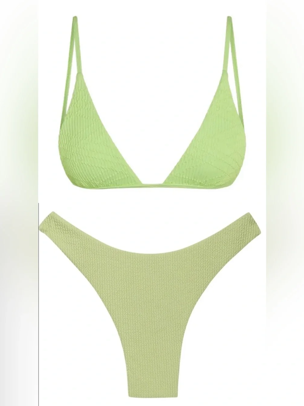 Monday Swimwear Barbados Top and High Cheeky Bottom in Honeydew Crinkle Plaid